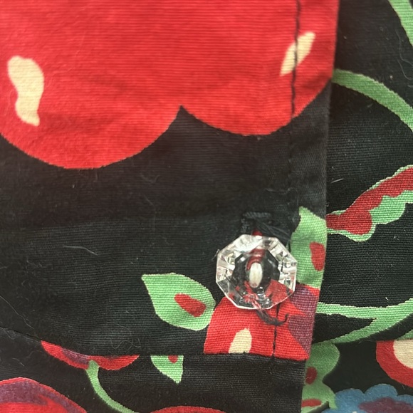 Vintage EC Star fruit print cotton short sleeve Med button front top. - Picture 8 of 13